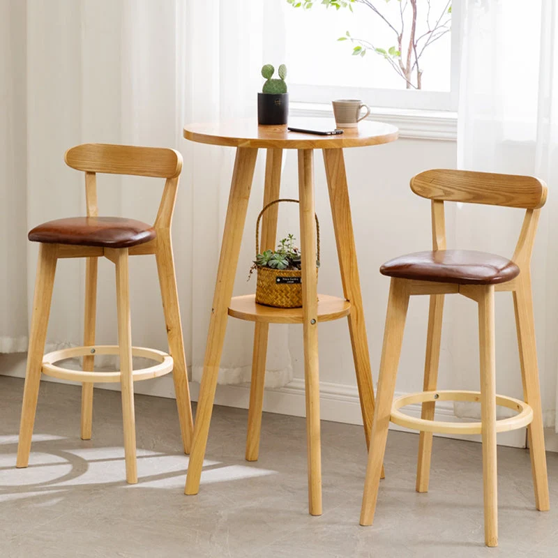 Tavolo da pranzo da bar rotondo legno massello stile moderno per uso domestico Clearhalo