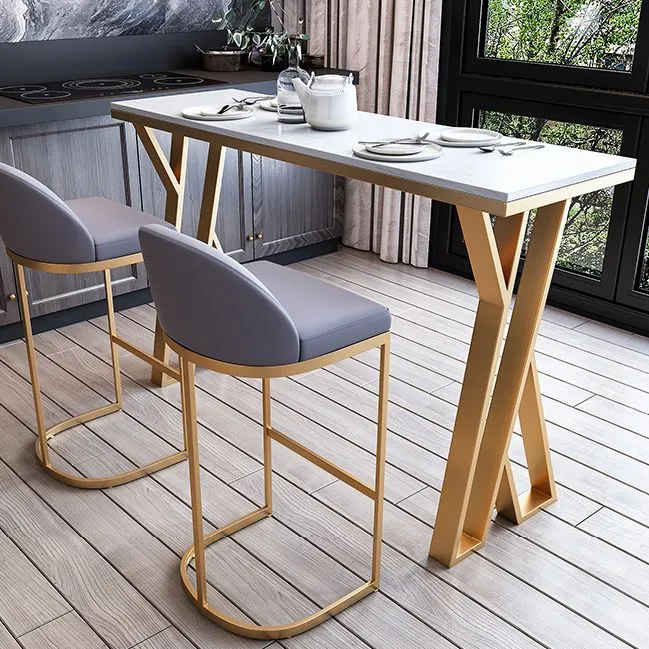 Tavolo da pranzo da bar tradizionale di lusso Tavolo da bar rettangolare con base slitta Clearhalo