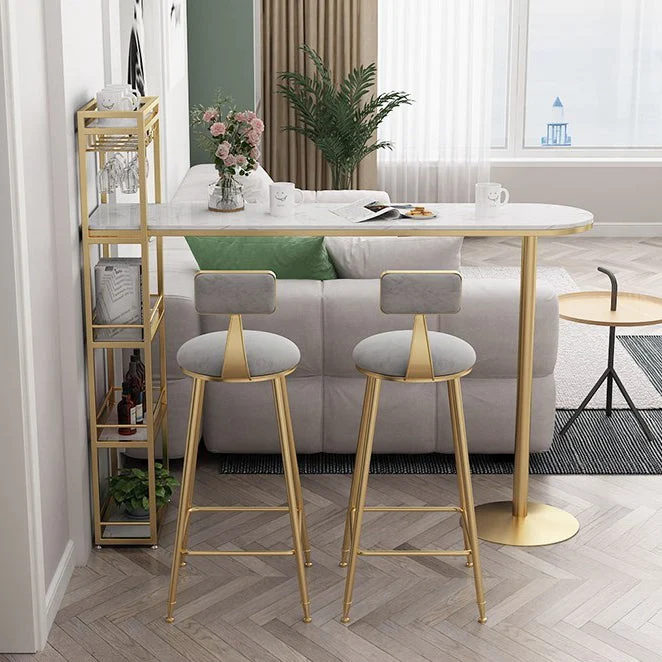 Tavolo da pranzo da bar tradizionale di lusso Tavolo da bar con piano pietra con base slitta Clearhalo
