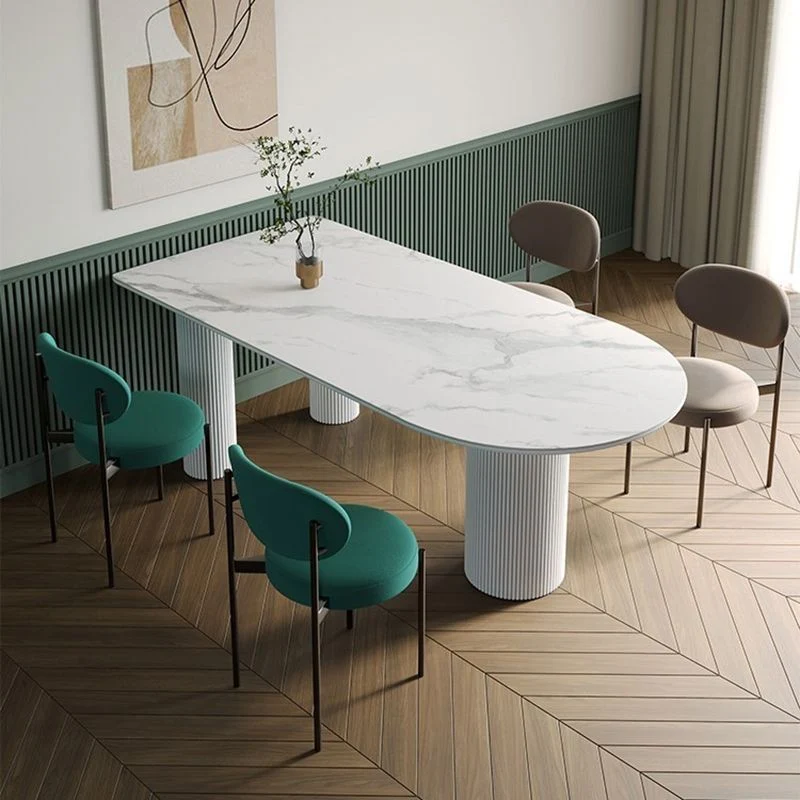 Tavolo da pranzo bianco con base treppiede, piano pietra, tavolo da cucina moderno per sala da pranzo Clearhalo