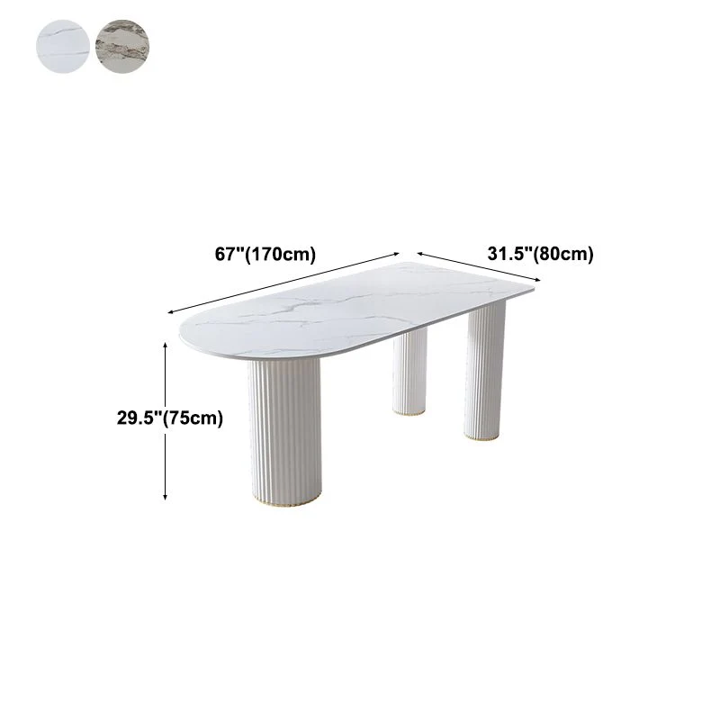 Tavolo da pranzo bianco con base treppiede, piano pietra, tavolo da cucina moderno per sala da pranzo Clearhalo