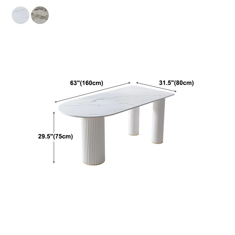 Tavolo da pranzo bianco con base treppiede, piano pietra, tavolo da cucina moderno per sala da pranzo Clearhalo