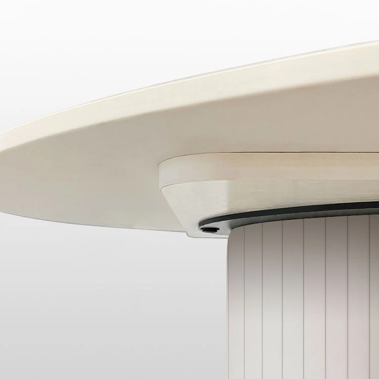 Tavolo da pranzo bianco con doppio piedistallo Tavolo da pranzo moderno con piano pietra Clearhalo