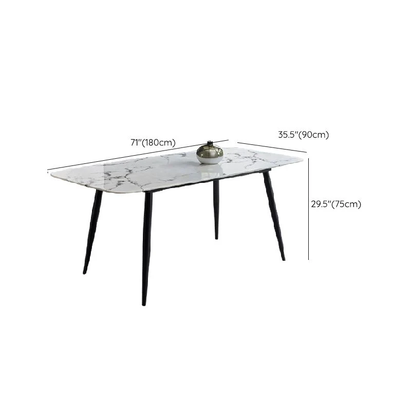 Tavolo da pranzo bianco con piano rettangolare industriale 4 gambe metallo Clearhalo