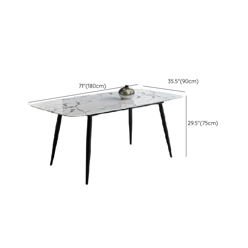 Tavolo da pranzo bianco con piano rettangolare industriale 4 gambe metallo Clearhalo