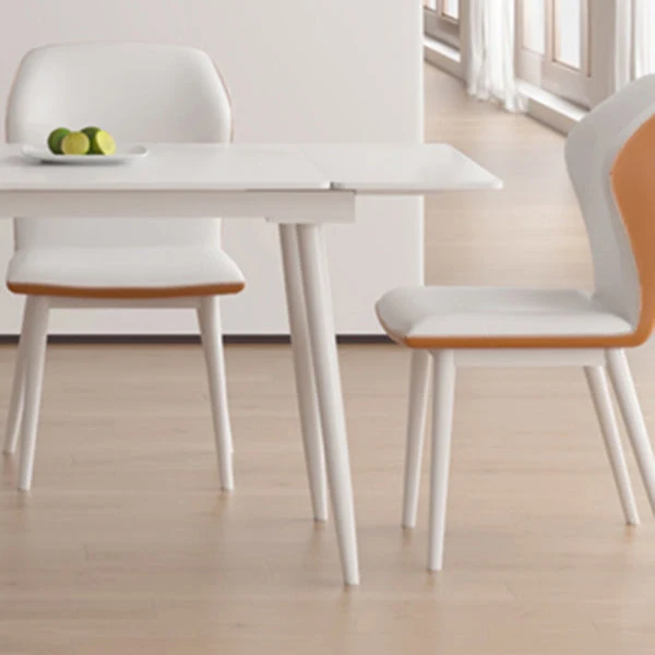 Tavolo da pranzo bianco rettangolare allungabile contemporaneo con 4 piedi Clearhalo