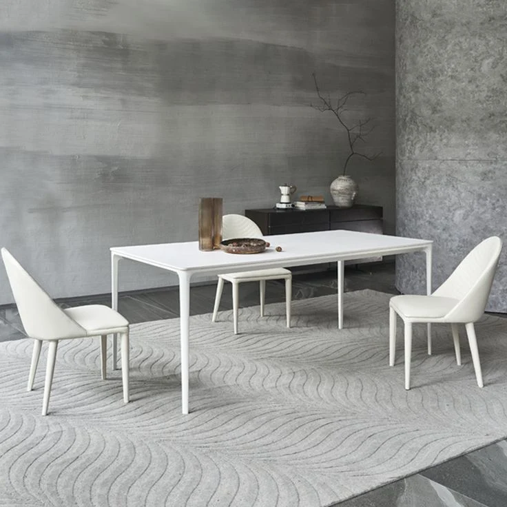 Tavolo da pranzo bianco stile moderno Tavolo rettangolare pietra sinterizzata per la casa Clearhalo