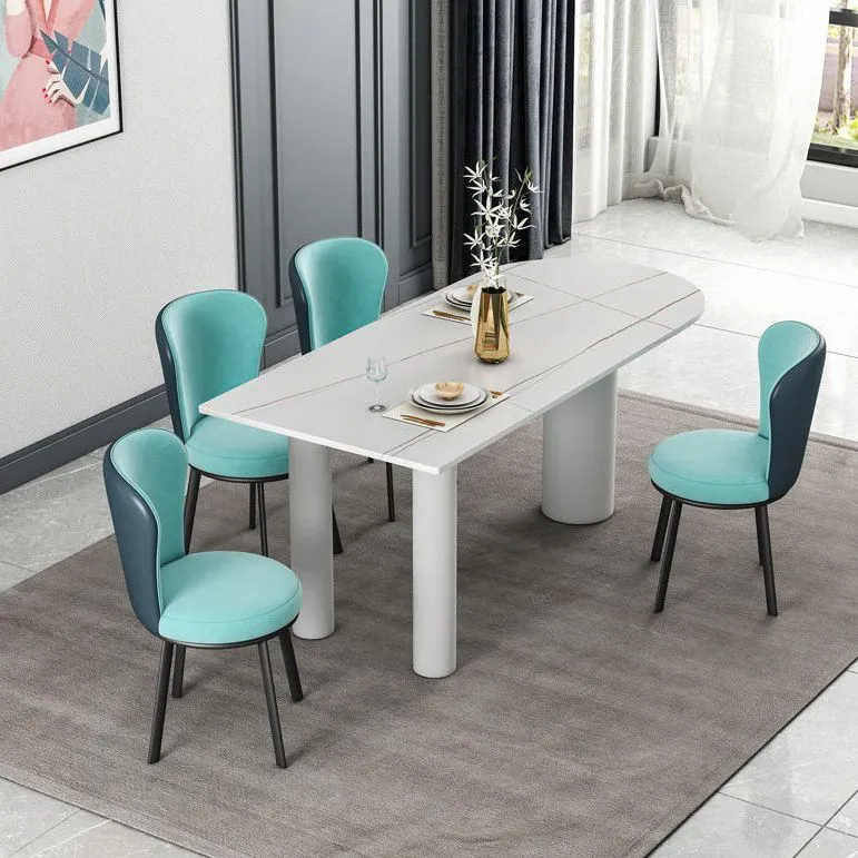 Tavolo da pranzo bianco Tavolo da pranzo stile moderno per la cucina domestica Clearhalo