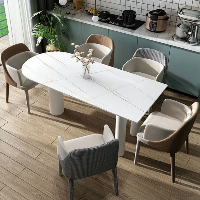 Tavolo da pranzo bianco Tavolo da pranzo stile moderno per la cucina domestica Clearhalo