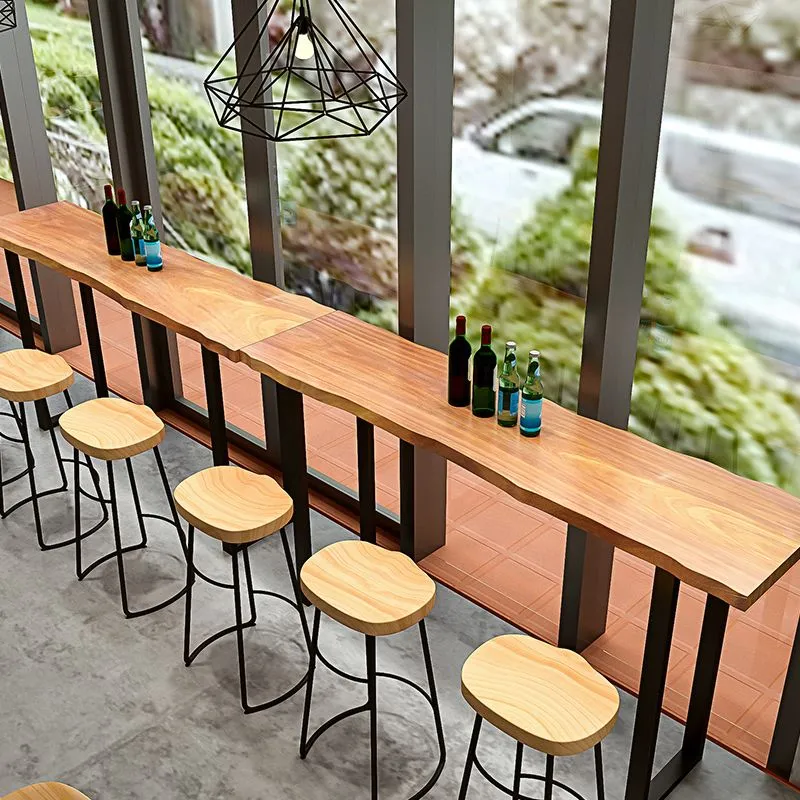 Tavolo da pranzo da bistrot naturale industriale Tavolo da pranzo da bar per interni rettangolare legno massello Clearhalo