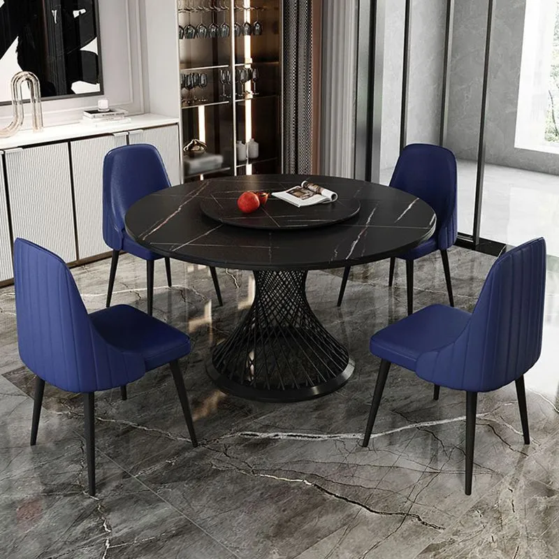 Tavolo da pranzo casual con piedistallo per tavolo da pranzo rotondo pietra tradizionale di lusso Clearhalo