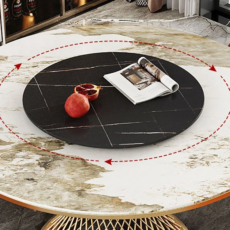 Tavolo da pranzo casual con piedistallo per tavolo da pranzo rotondo pietra tradizionale di lusso Clearhalo