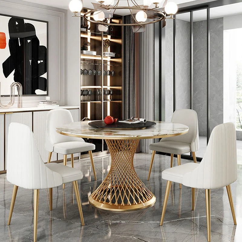 Tavolo da pranzo casual con piedistallo per tavolo da pranzo rotondo pietra tradizionale di lusso Clearhalo
