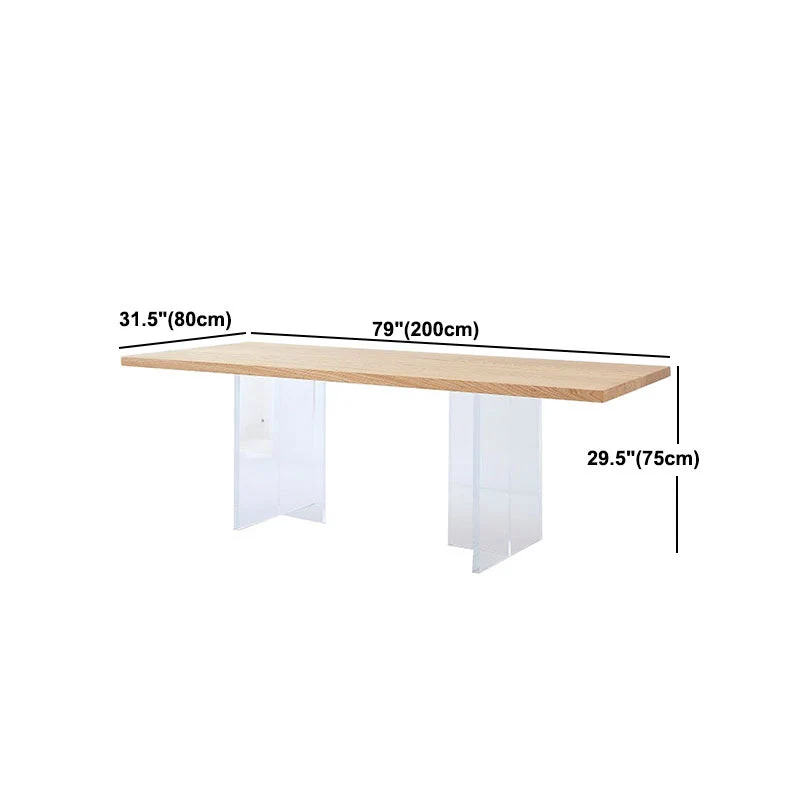 Tavolo da pranzo con base acrilico, tavolo da cucina moderno rettangolare naturale Clearhalo