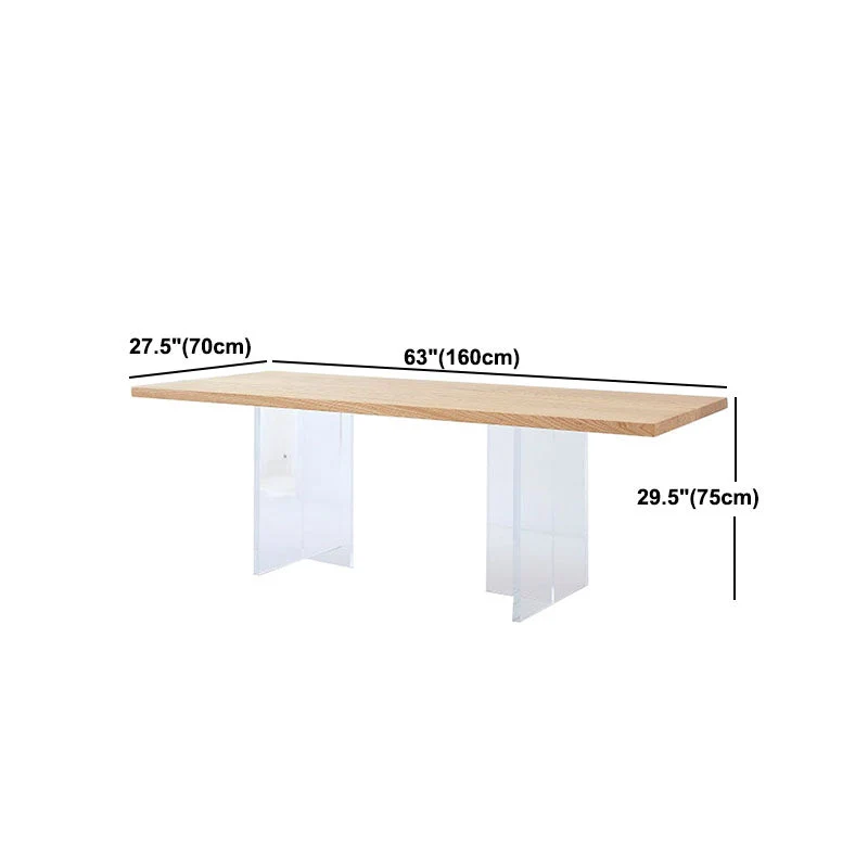 Tavolo da pranzo con base acrilico, tavolo da cucina moderno rettangolare naturale Clearhalo
