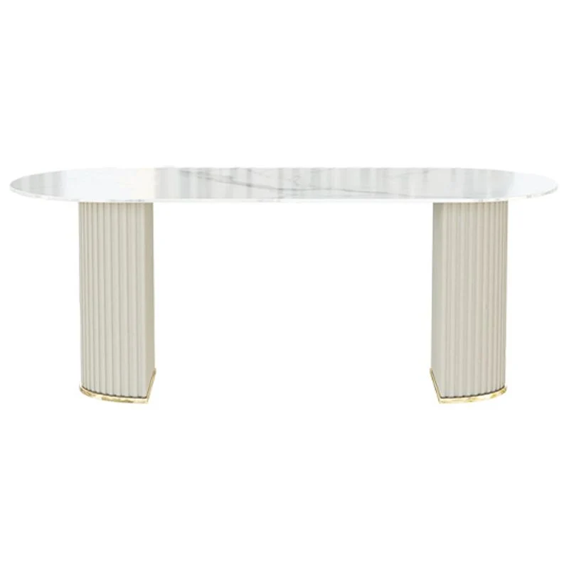 Tavolo da pranzo con base bianca Tavolo pietra stile moderno per cucina Clearhalo
