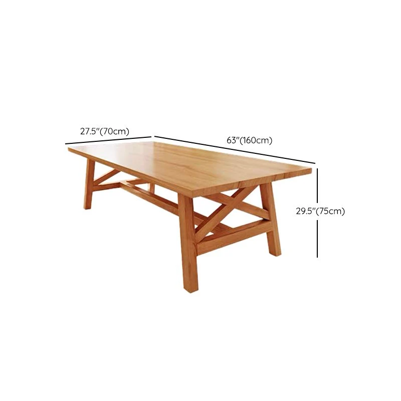 Tavolo da pranzo con base su cavalletto legno, scrivania da cucina rettangolare di metà secolo Clearhalo