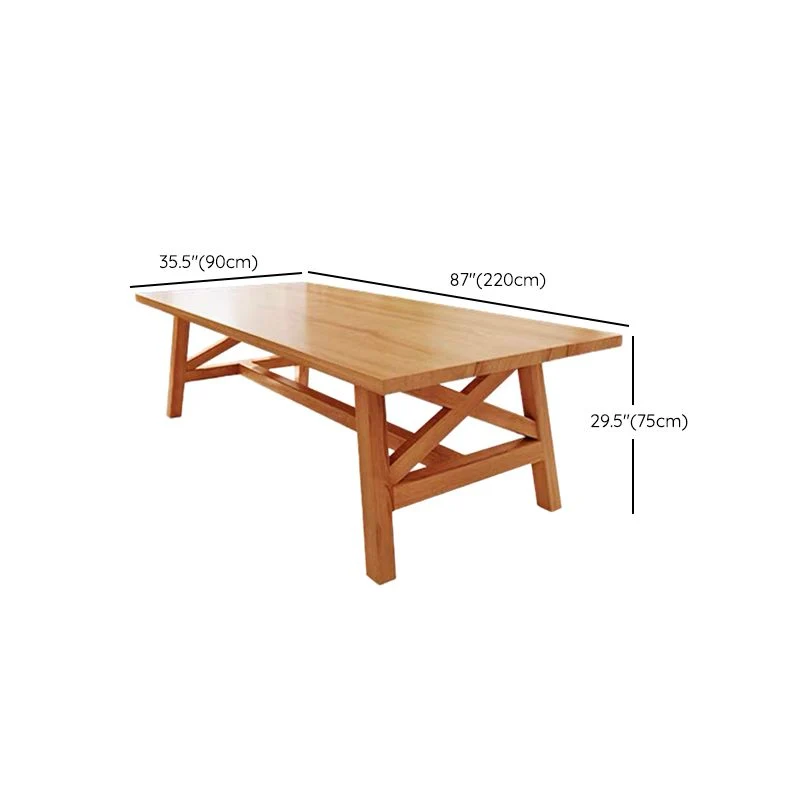 Tavolo da pranzo con base su cavalletto legno, scrivania da cucina rettangolare di metà secolo Clearhalo