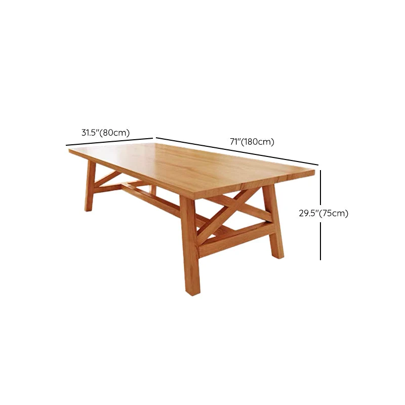 Tavolo da pranzo con base su cavalletto legno, scrivania da cucina rettangolare di metà secolo Clearhalo