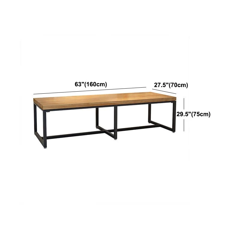 Tavolo da pranzo con base su cavalletto metallo nero Tavolo da pranzo da cucina rettangolare con piano legno massello Clea...