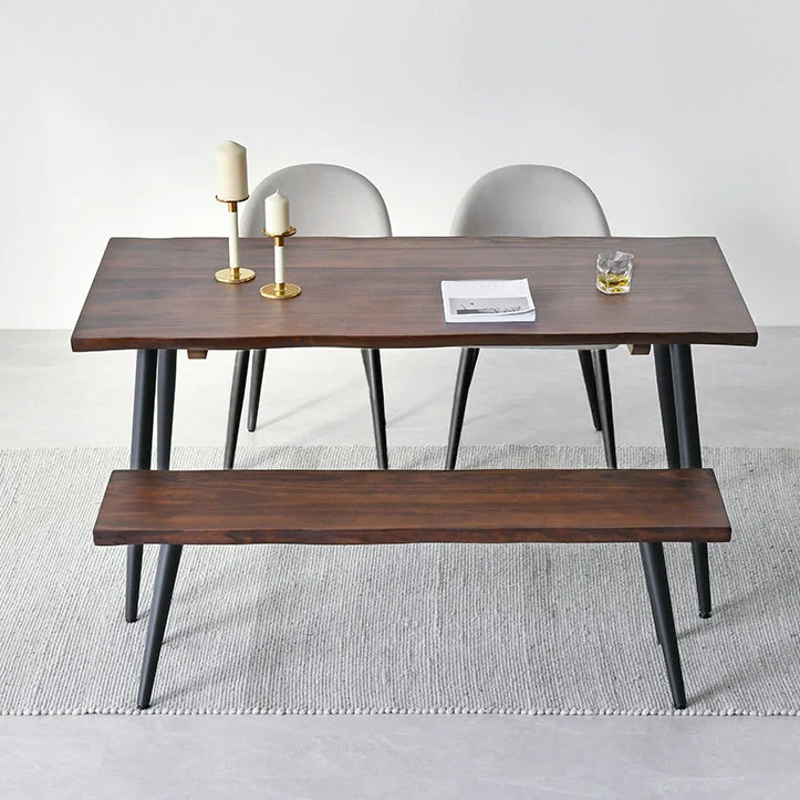 Tavolo da pranzo con base treppiede ferro nero Tavolo da pranzo industriale moderno legno massello Clearhalo