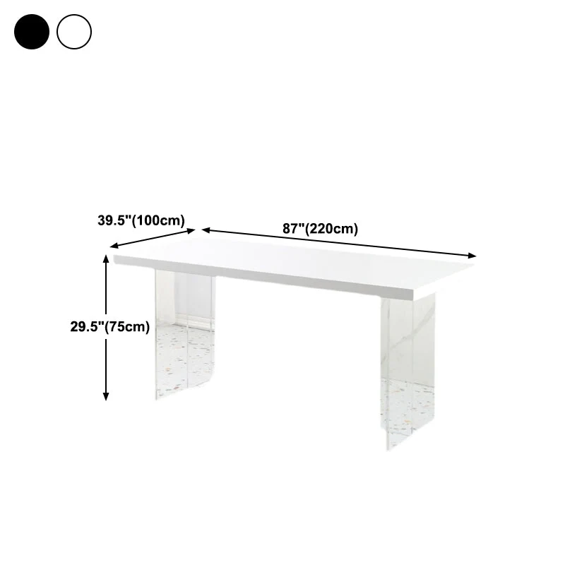 Tavolo da pranzo con doppio piedistallo con base trasparente Tavolo da pranzo moderno con piano pietra Cucina casa Clearhalo