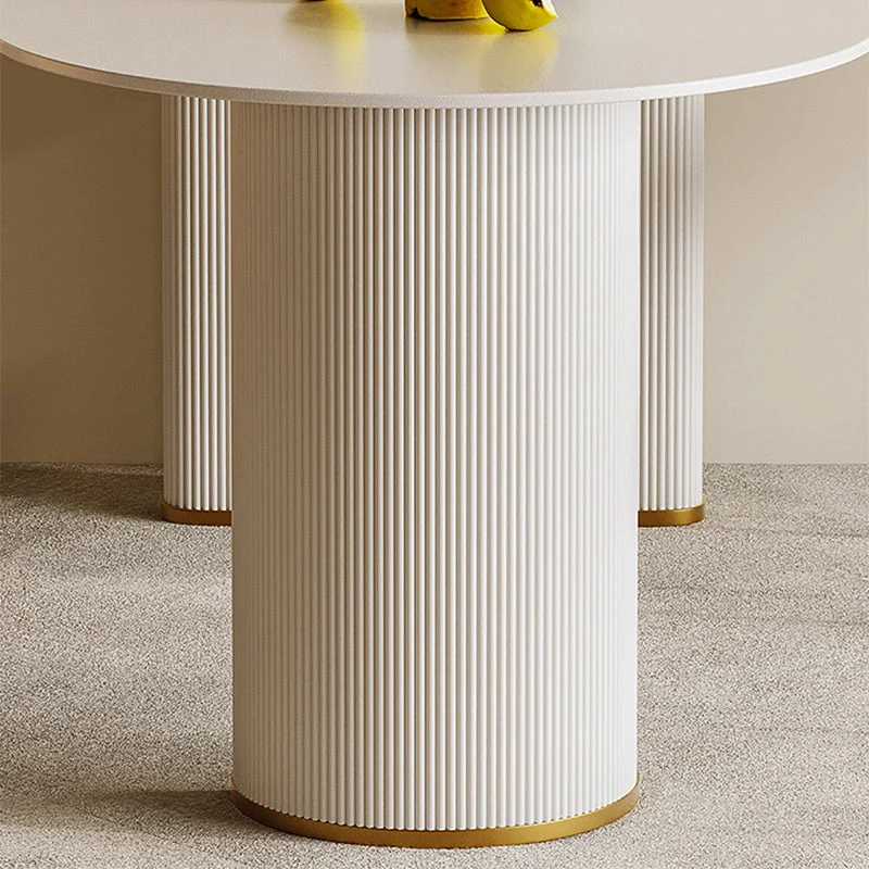 Tavolo da pranzo con doppio piedistallo Tavolo da pranzo con piano pietra bianco per cucina Clearhalo