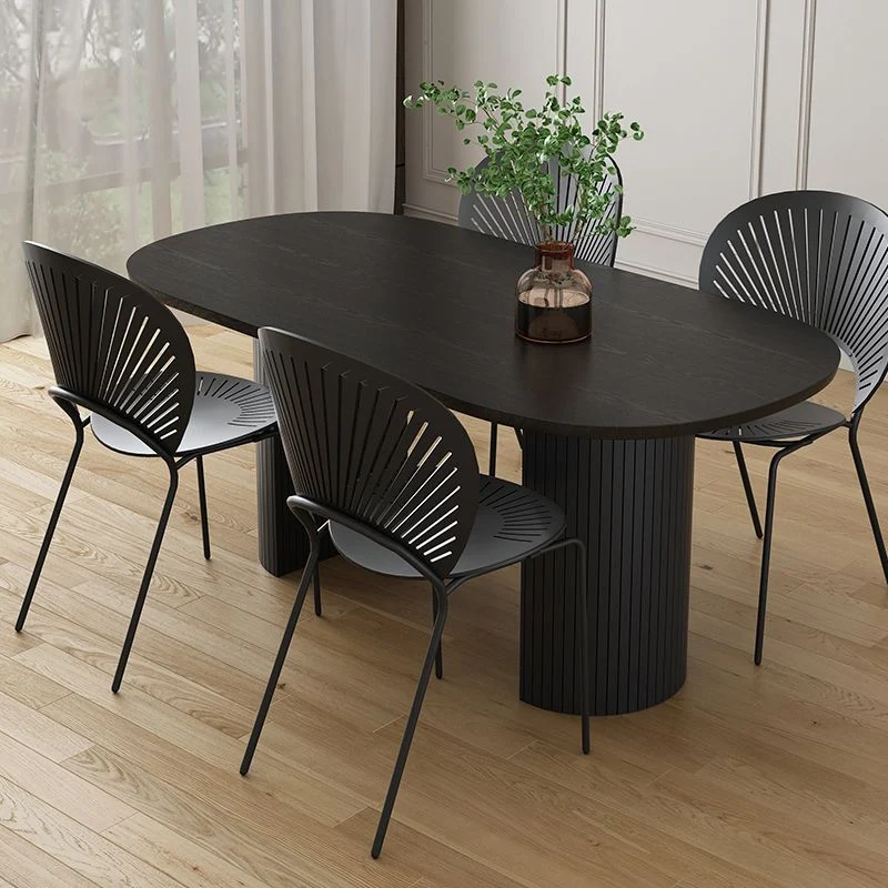 Tavolo da pranzo con doppio piedistallo Tavolo moderno per la casa e la cucina Clearhalo