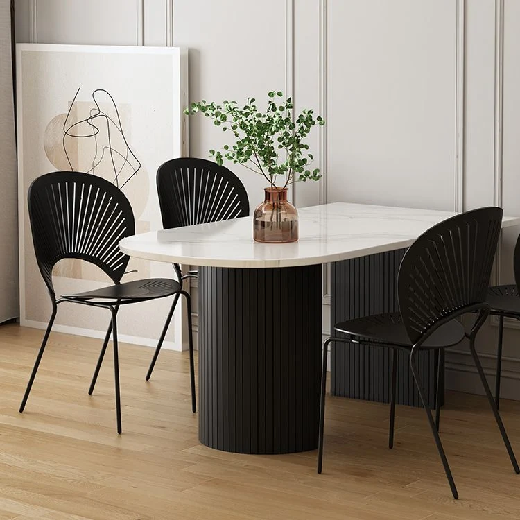 Tavolo da pranzo con doppio piedistallo Tavolo moderno per la casa e la cucina Clearhalo