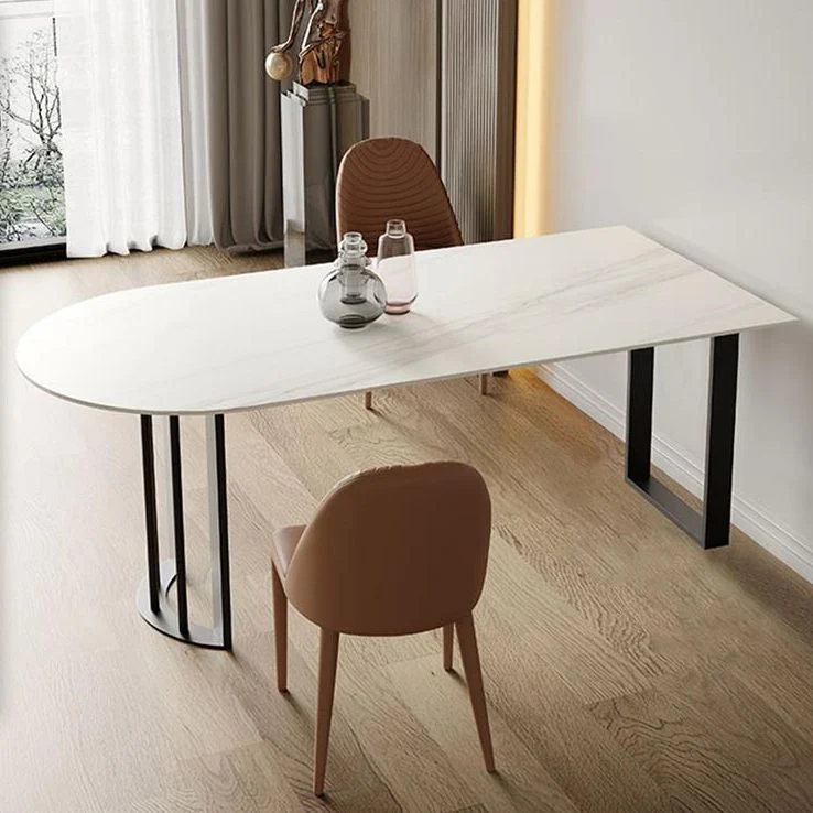 Tavolo da pranzo con doppio piedistallo Tavolo da pranzo moderno pietra per cucina Clearhalo