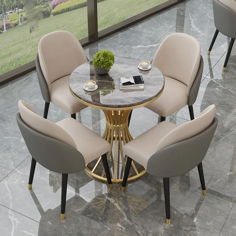 Tavolo da pranzo con finitura lucida per tavolo da pranzo rotondo di lusso tradizionale domestico Clearhalo