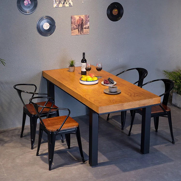 Tavolo da pranzo con piano legno massello Tavolo rettangolare industriale con 4 gambe Clearhalo