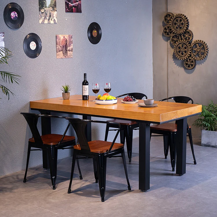 Tavolo da pranzo con piano legno massello Tavolo rettangolare industriale con 4 gambe Clearhalo