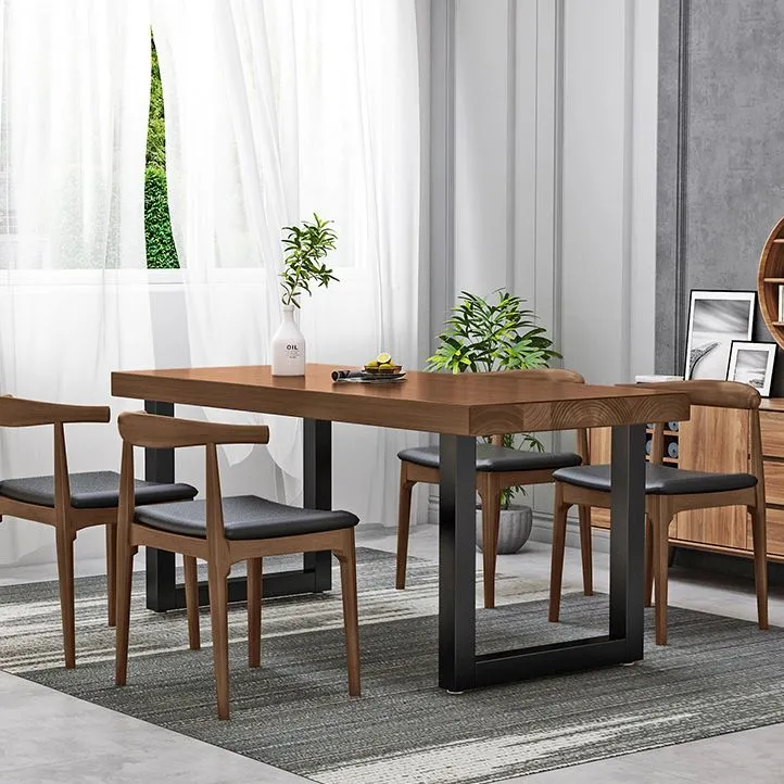 Tavolo da pranzo con piano legno massello Tavolo tradizionale di lusso legno di pino con base slitta Clearhalo
