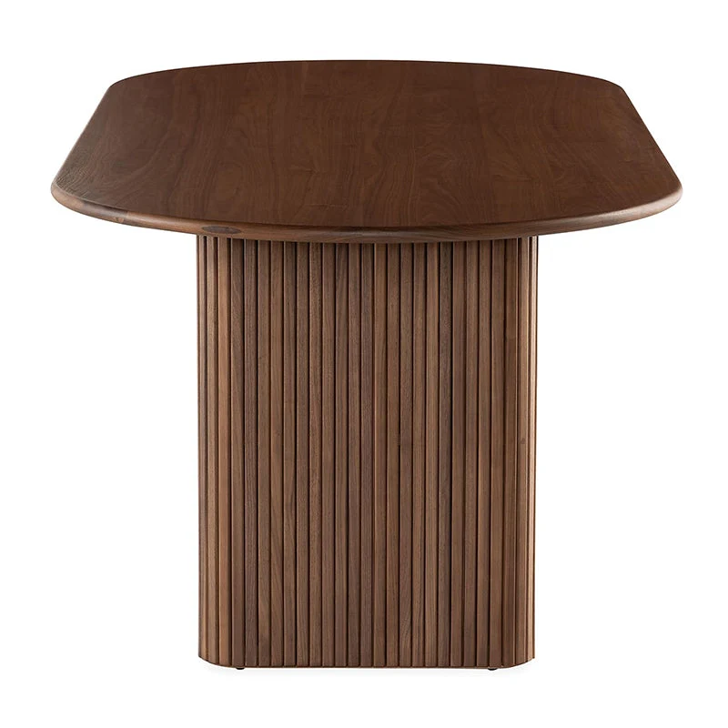 Tavolo da pranzo con piano legno massello Tavolo ovale moderno con doppio piedistallo per cucina Clearhalo