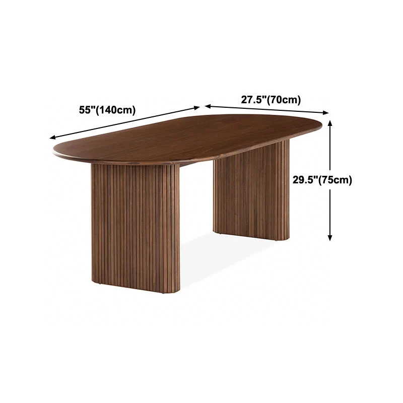 Tavolo da pranzo con piano legno massello Tavolo ovale moderno con doppio piedistallo per cucina Clearhalo