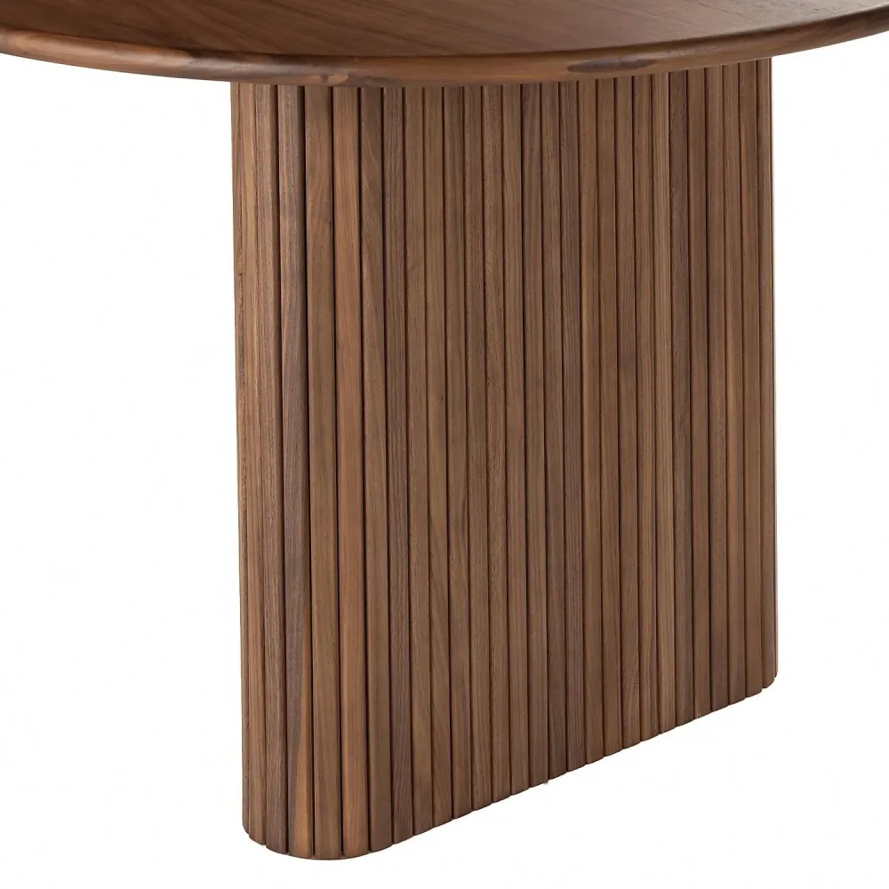 Tavolo da pranzo con piano legno massello Tavolo ovale moderno con doppio piedistallo per cucina Clearhalo