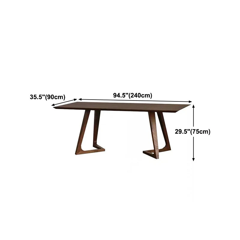 Tavolo da pranzo con piano legno massello Tavolo rettangolare legno di pino con base doppio piedistallo Clearhalo
