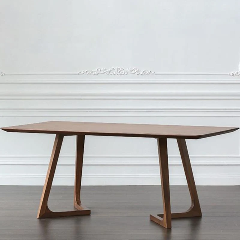 Tavolo da pranzo con piano legno massello Tavolo rettangolare legno di pino con base doppio piedistallo Clearhalo