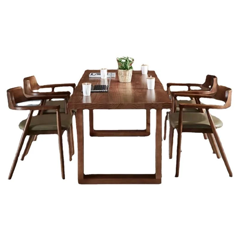 Tavolo da pranzo con piano legno massello Tavolo rettangolare moderno con base slitta Clearhalo