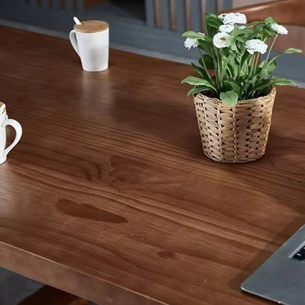 Tavolo da pranzo con piano legno massello Tavolo rettangolare moderno con base slitta Clearhalo
