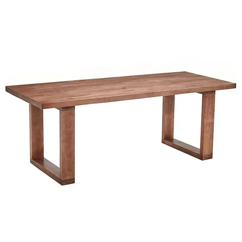 Tavolo da pranzo con piano legno massello Tavolo rettangolare moderno con base slitta Clearhalo