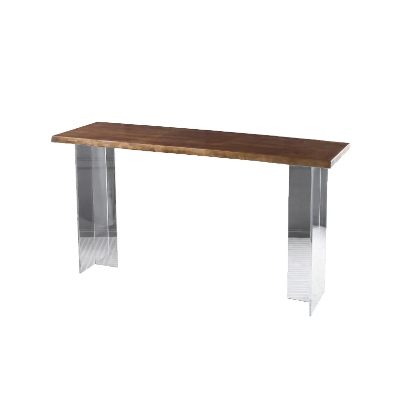 Tavolo da pranzo con piano legno massello stile moderno con base acrilico Clearhalo