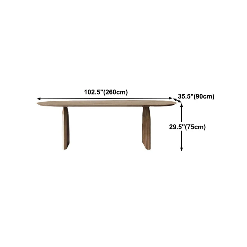 Tavolo da pranzo con piano legno di pino Tavolo ovale moderno con base slitta marrone Clearhalo