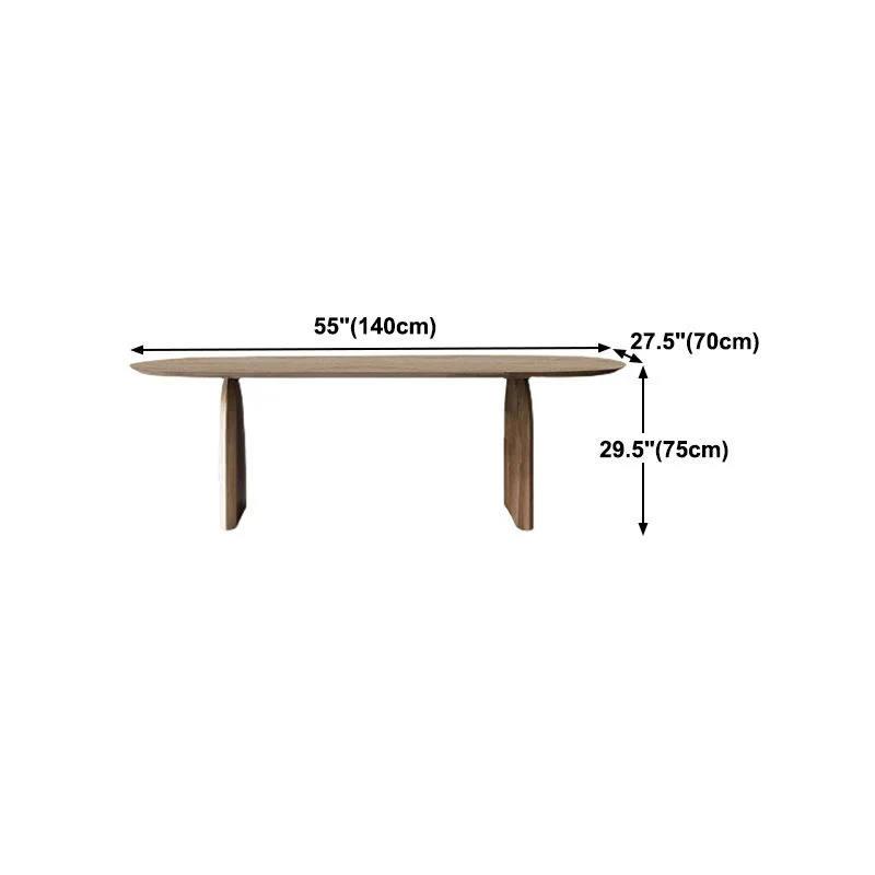 Tavolo da pranzo con piano legno di pino Tavolo ovale moderno con base slitta marrone Clearhalo