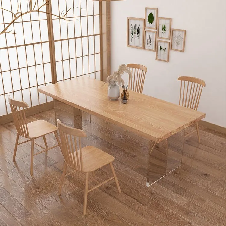 Tavolo da pranzo con piano legno di pino Tavolo tradizionale di lusso legno massello con base slitta Clearhalo