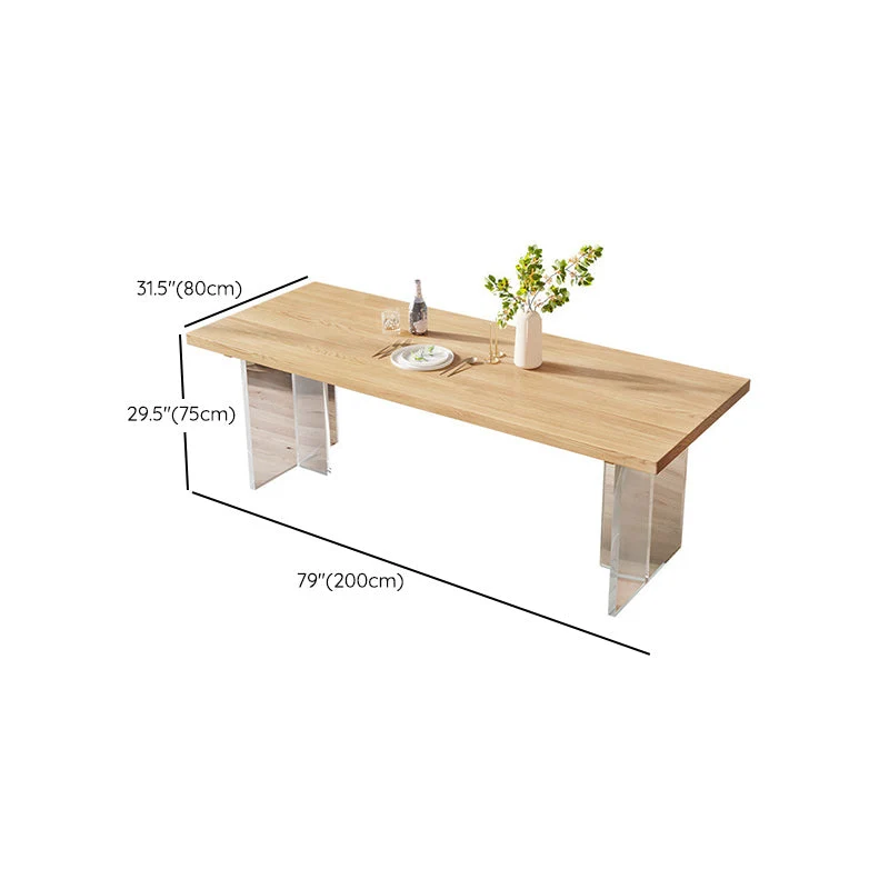 Tavolo da pranzo con piano legno di pino Tavolo moderno legno massello con base slitta Clearhalo