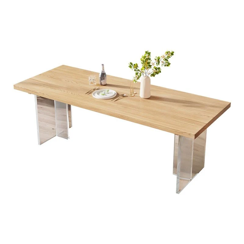Tavolo da pranzo con piano legno di pino Tavolo moderno legno massello con base slitta Clearhalo