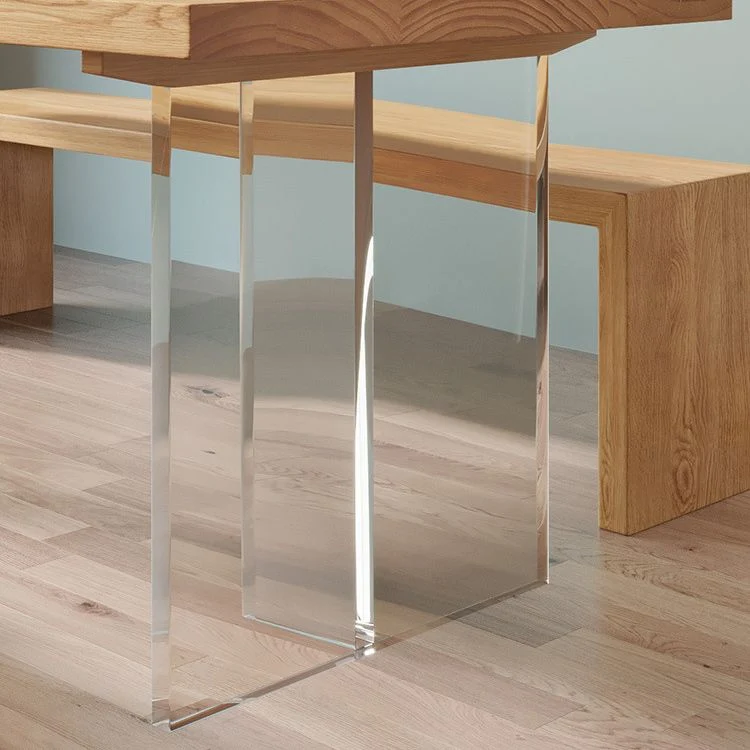 Tavolo da pranzo con piano legno di pino Tavolo moderno legno massello con base slitta Clearhalo
