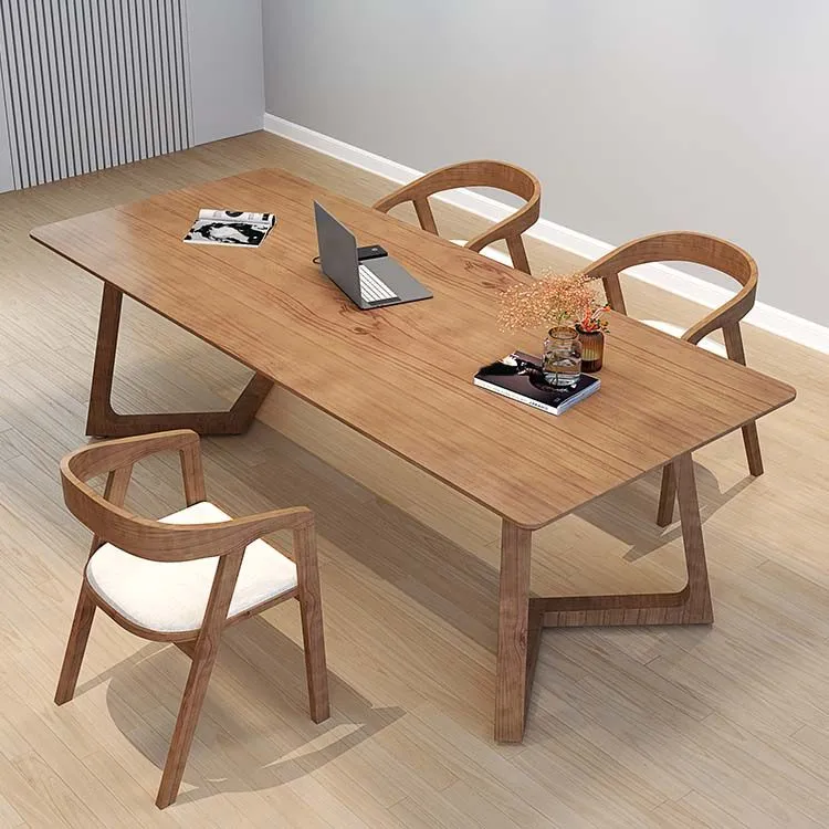 Tavolo da pranzo con piano legno di pino Tavolo rettangolare di lusso tradizionale con base slitta Clearhalo